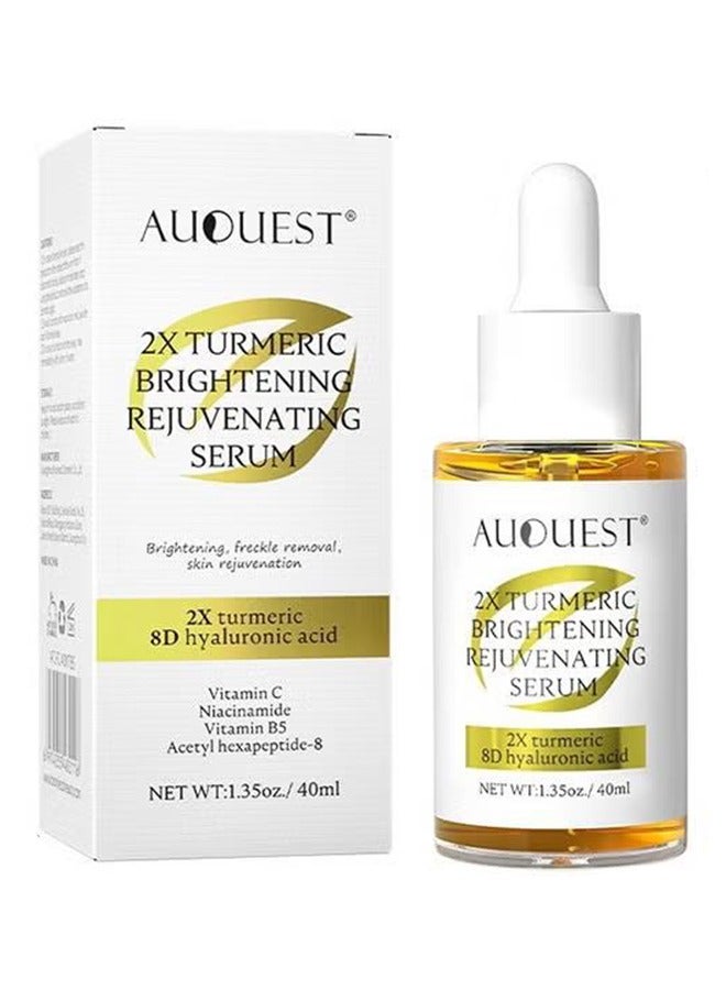 AuQuest 2x Turmeric Brightening Rejuvenating Serum, Brightening, Freckle removal, Skin Rejuvenation for Skin Brightening 40ml, Anti-Wrinkle And Anti-Aging | 2x Turmeric, 8D Hyaluronic Acid, Vitamin C Serum 40ml - Image 1